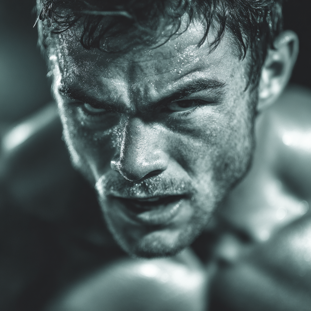 Motivated athlete training intensely showing dedication and mental strength